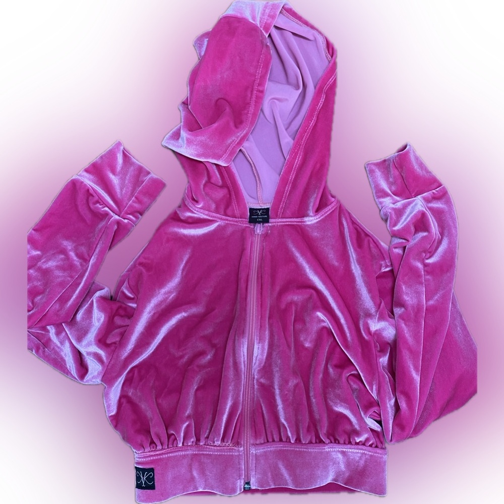 Kandi kouture Dancewear hot pink velour sweatsuit 2-piece set